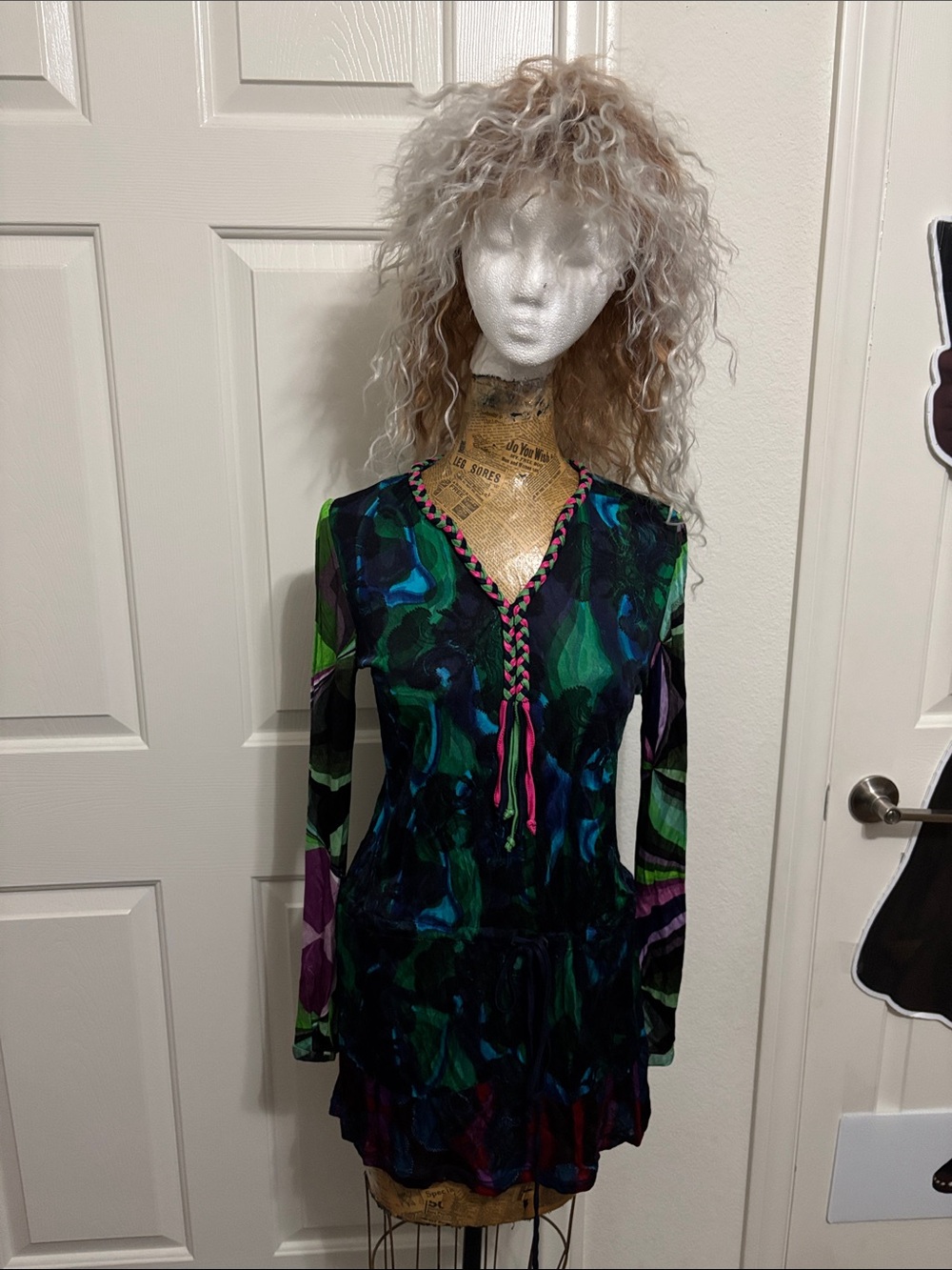 Custo Barcelona tunic blouse tassels drawstring waist vintage Y2K TAGGED large